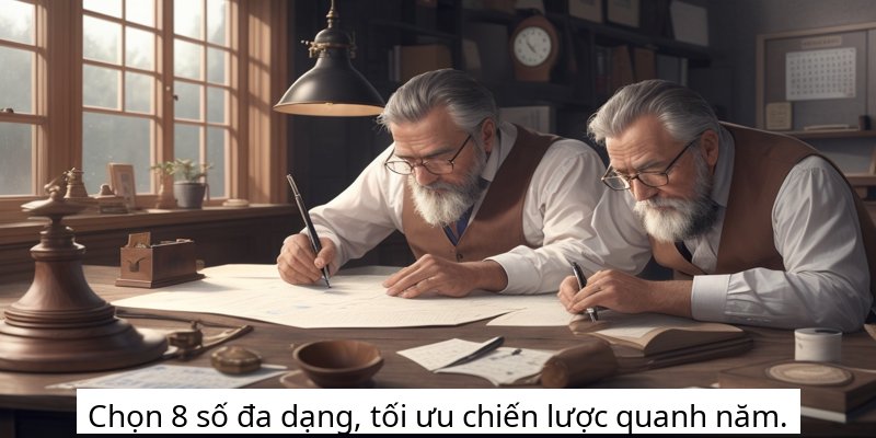 Chọn 8 số đa dạng, tối ưu chiến lược quanh năm.